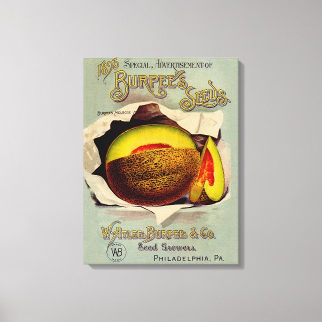 Cantaloupe Seed Advertising Art Antique Canvastryck (Framsida)