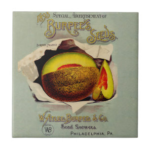 Cantaloupe Seed Advertising Art Antique Kakelplatta