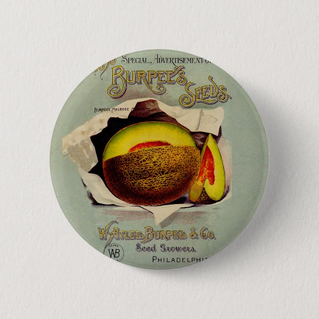 Cantaloupe Seed Advertising Art Antique Knapp (Framsida)