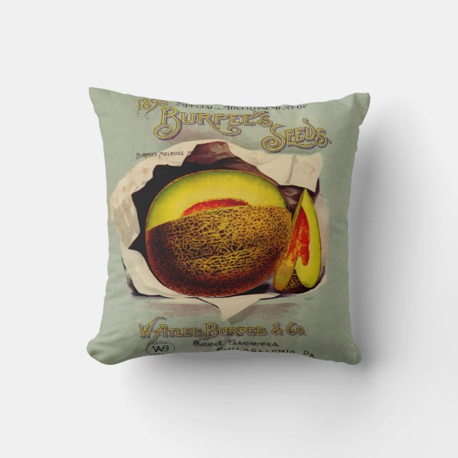 Cantaloupe Seed Advertising Art Antique Kudde (Framsida)