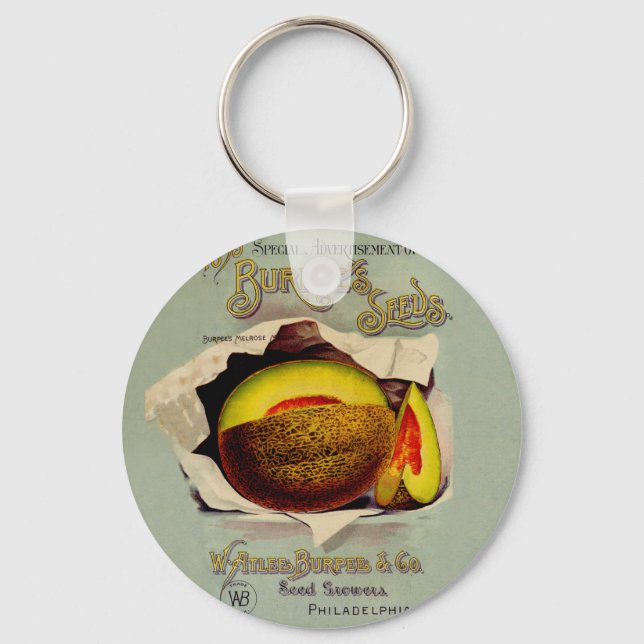 Cantaloupe Seed Advertising Art Antique Nyckelring (Framsida)