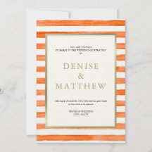 Cantaloupe Vattenfärg Ränder & Guld Bokstäver