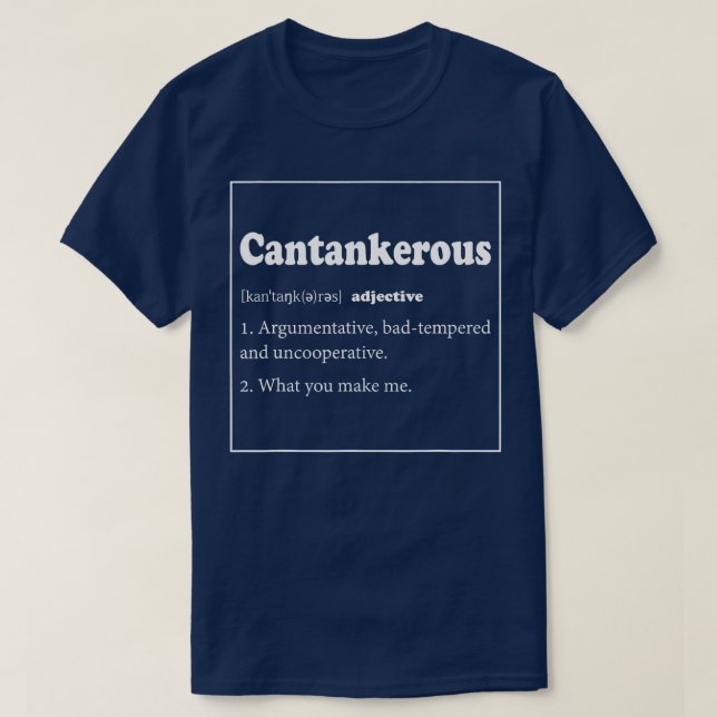 Cantankerous lexikon t shirt (Design framsida)