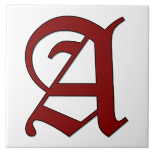 Canterbury Brev A i Red Monogram Tile Kakelplatta