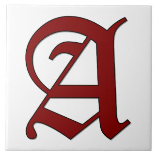 Canterbury Brev A i Red Monogram Tile Kakelplatta