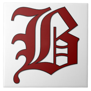 Canterbury Brev B i Red Monogram Tile Kakelplatta