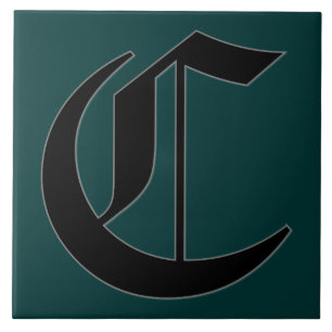 Canterbury Brev C i Black Monogram Tile Kakelplatta