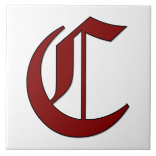 Canterbury Brev C i Red Monogram Tile Kakelplatta