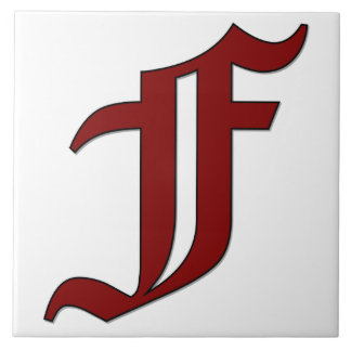 Canterbury Brev F i Red Monogram Tile Kakelplatta