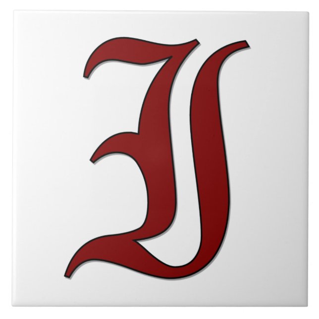 Canterbury Brev I i Red Monogram Tile Kakelplatta (Framsidan)