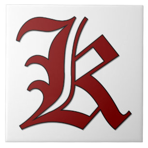 Canterbury Brev K i Red Monogram Tile Kakelplatta
