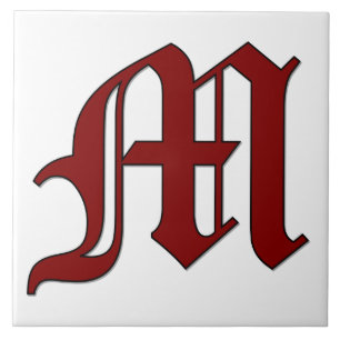 Canterbury Brev M i Red Monogram Tile Kakelplatta