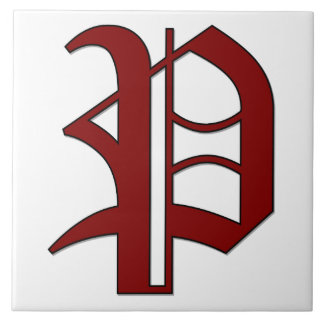 Canterbury Brev P i Red Monogram Tile Kakelplatta