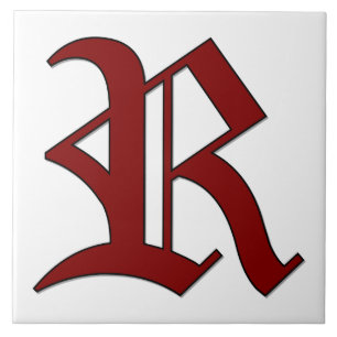 Canterbury Brev R i Red Monogram Tile Kakelplatta