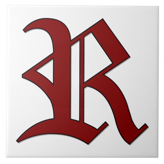 Canterbury Brev R i Red Monogram Tile Kakelplatta (Framsidan)