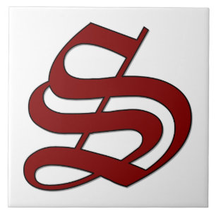 Canterbury Brev S i Red Monogram Tile Kakelplatta