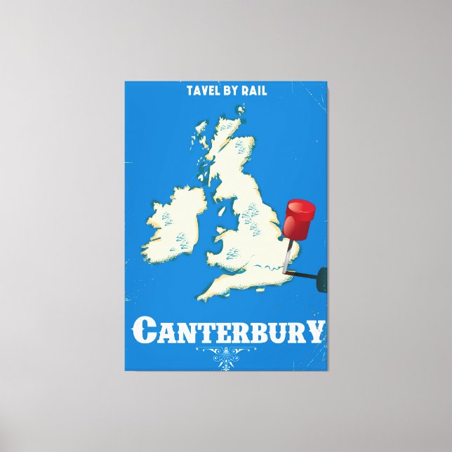Canterbury Brittiska öarna vintage järnvägsposter Canvastryck (Framsida)