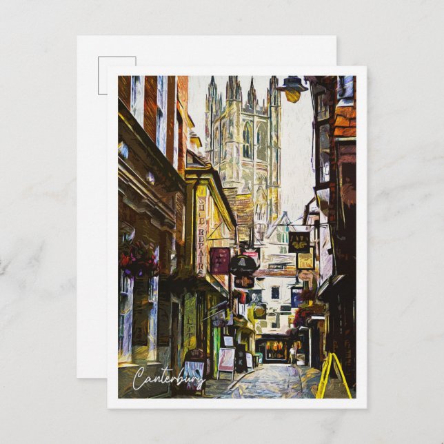 Canterbury Storbritannien Vacker Oljemålning  Vykort (Fram/baksida)