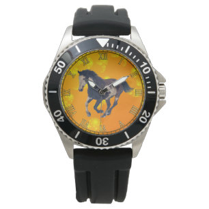 Cantering Pinto American Paint Horse Wristwatch Armbandsur