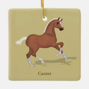 Cantering Sorrel Gaits of the Horse Equestrian Julgransprydnad Keramik