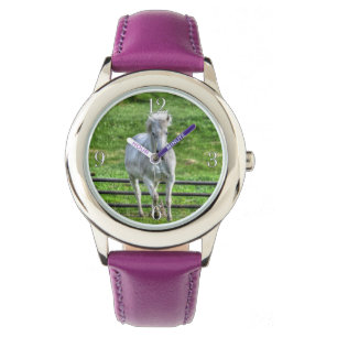 Cantering White Horse Equine Photo Armbandsur