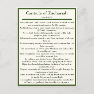 Canticle of Zachariah and Magnificat prayer card Vykort