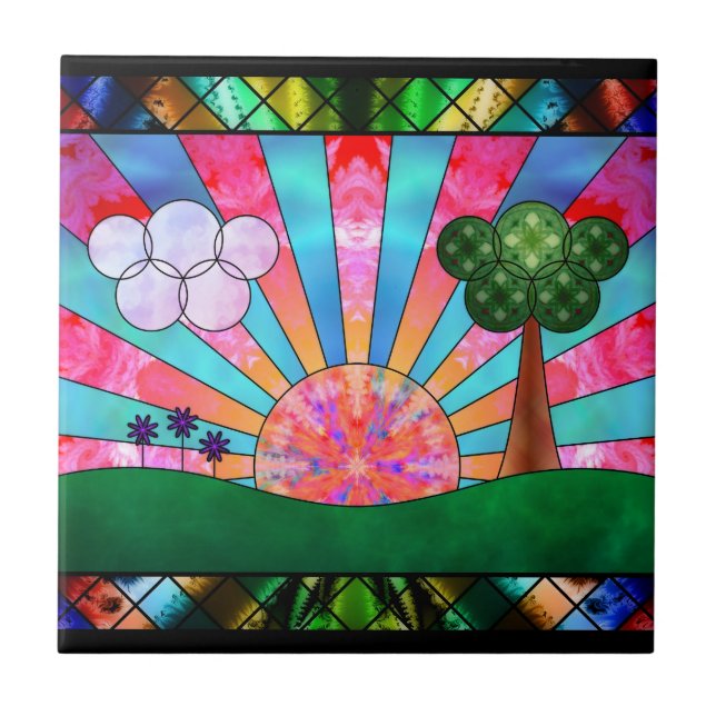 Canticlen av den dekorativa solen belägger med kakelplatta (Framsidan)