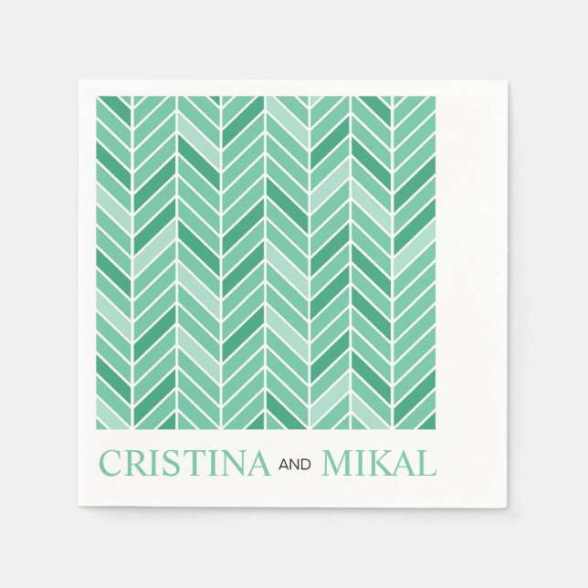 Cantilevered Chevron Cocktail Party | mint grönt Pappersservett (Framsidan)