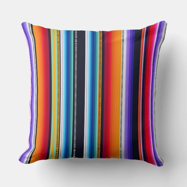 Cantina serape stripes multicolor pattern kudde (Framsida)