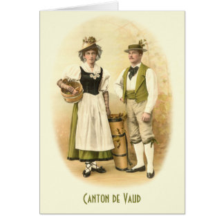 Canton de Vaud, Vignerons i traditionell dräkt Hälsningskort