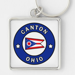 Canton Ohio Fyrkantig Silverfärgad Nyckelring