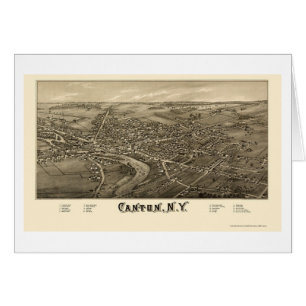 Canton panorama- karta för NY - 1885 Hälsningskort