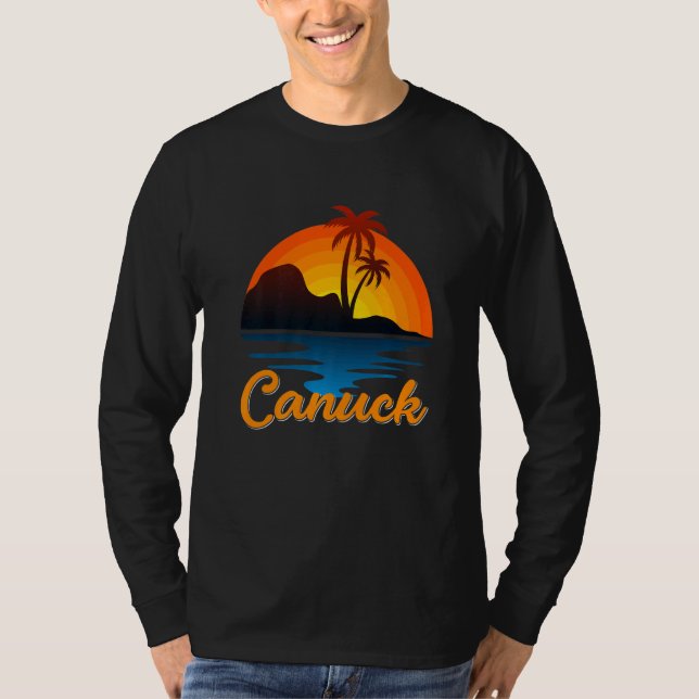 Canuck Vancouver Handflatan Träd Island Sunset Kan T Shirt (Framsida)