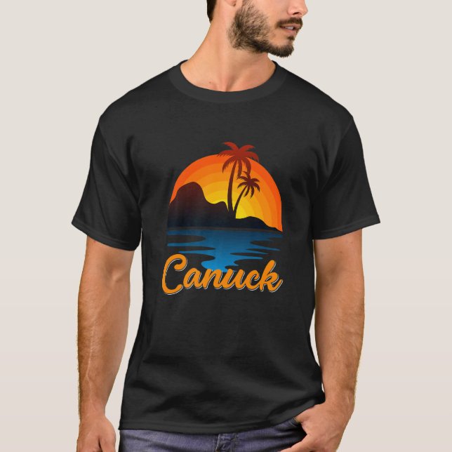 Canuck Vancouver Handflatan Träd Island Sunset Kan T Shirt (Framsida)