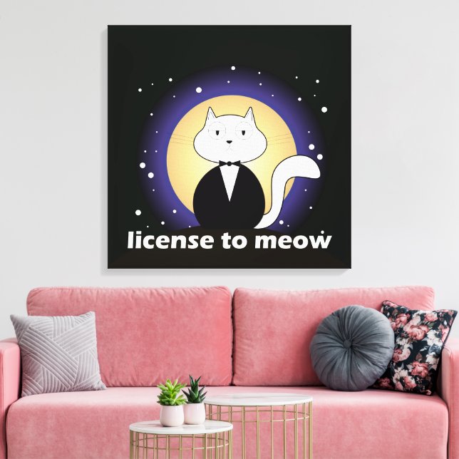 Canva de Cat, License to Meow Canvastryck (Insitu (Vardagsrum))
