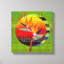 Canvas 12 x12 Bird of Paradise Geometric Sunset