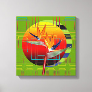 Canvas 12 x12 Bird of Paradise Geometric Sunset