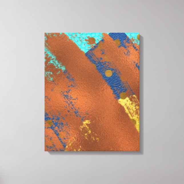 Canvas Abstrakt Artwork Blue Copper Guld (Framsida)