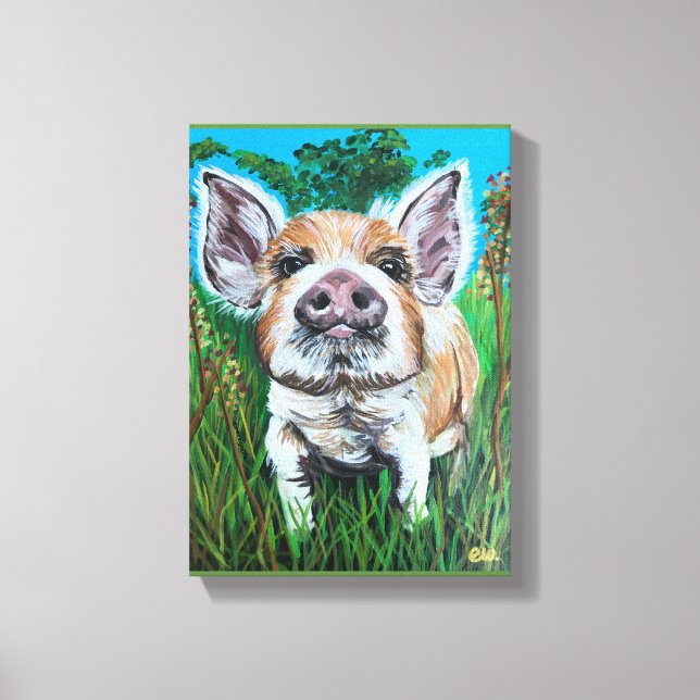 Canvas Art 8x10 inlindad duk "Lycklig Piglet" (Framsida)