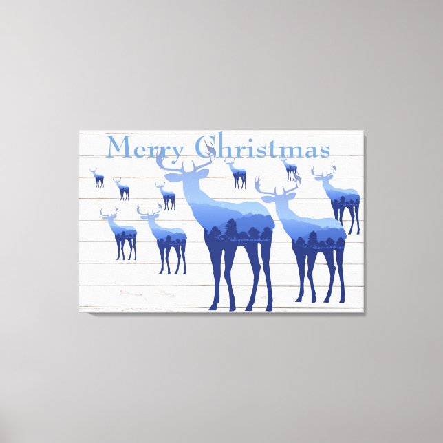 Canvas Art-Blue Hjort White God jul (Framsida)