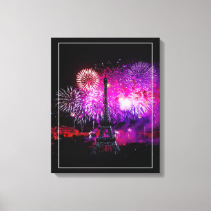 Canvas Art-Eiffel Torn Fireworks