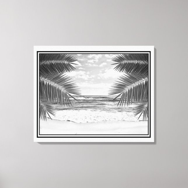 Canvas Art-Tropical Beach in B&W (Framsida)