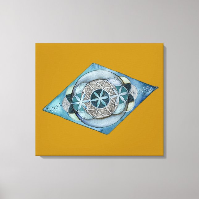 Canvas Atlantic Blue with Sacred Geometry Design  (Framsida)