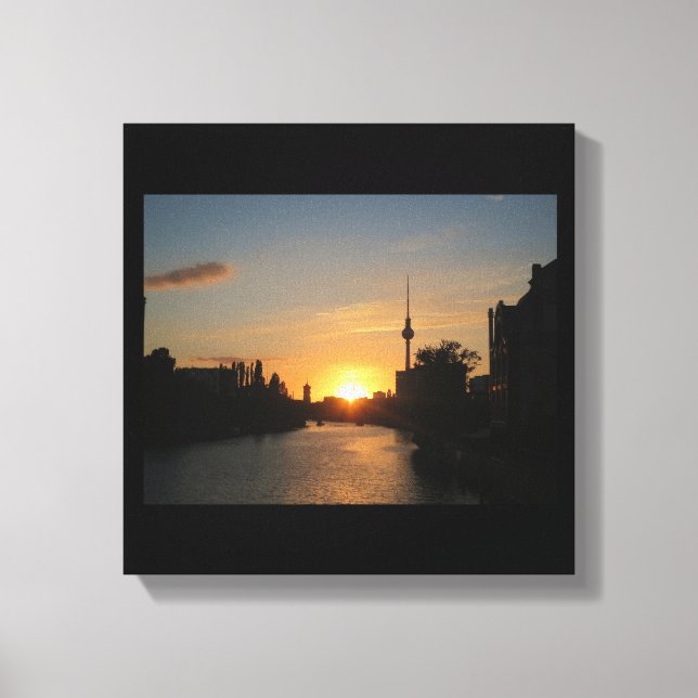 Canvas Berlin Tyskland Skyline Night Fernsehturm (Framsida)