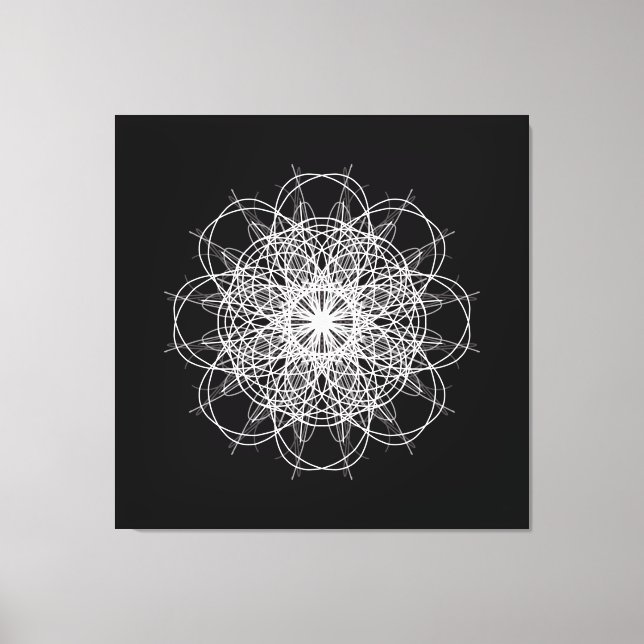 Canvas, Black White Kaleidoscope Mandala Art Canvastryck (Framsida)