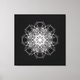 Canvas, Black White Kaleidoscope Mandala Art Canvastryck