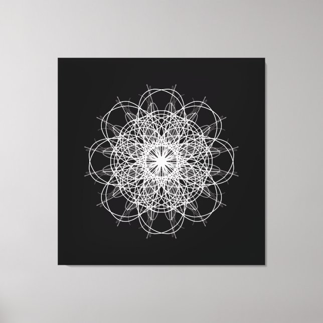 Canvas, Black White Kaleidoscope Mandala Art Canvastryck (Framsida)