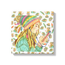 Canvas Boho Hat Girl Theme