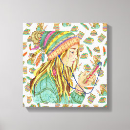 Canvas Boho Hat Girl Theme