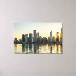 Canvas - Chicago Skyline i Illinois vid Sunset